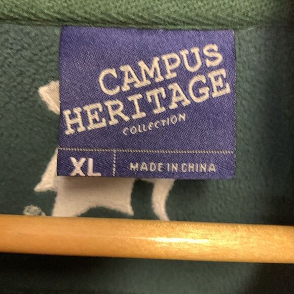 Campus Heritage Green Michigan State Spartans 1/4 Zip Textured Sweatshirt Sz XL - Picture 5 of 14